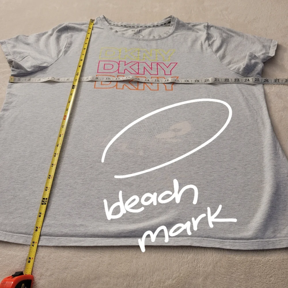 DKNY Sport Cotton Stretch Plus Size Tee Neon Logo Pink Orange Yellow Light Grey - Picture 10 of 12